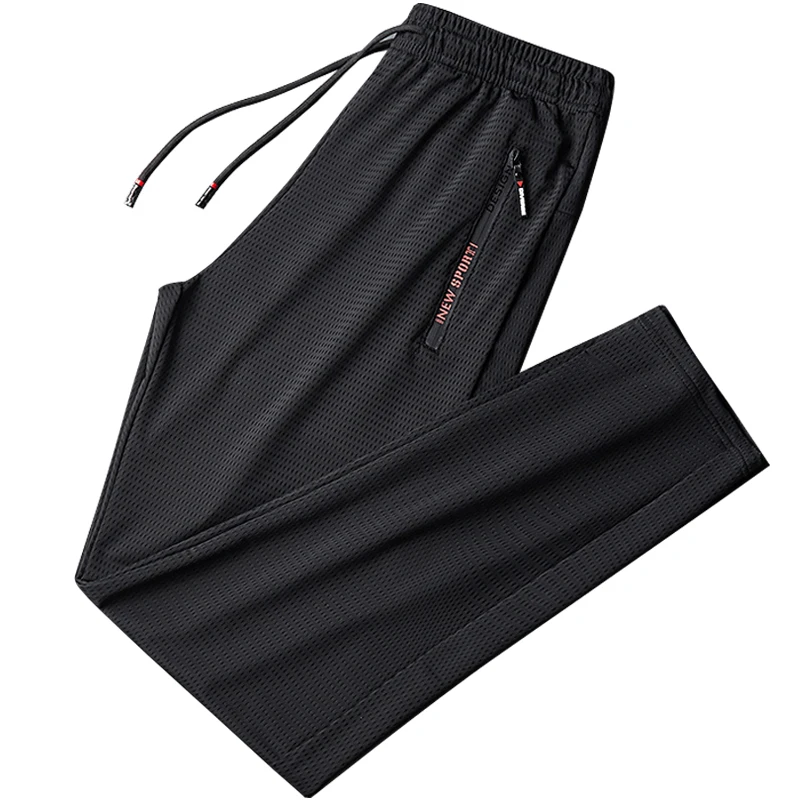 Summer Breathable Mesh Black Sweatpants Men Joggers Sportswear Baggy Trousers Male Casual Track Pants 7XL 8XL