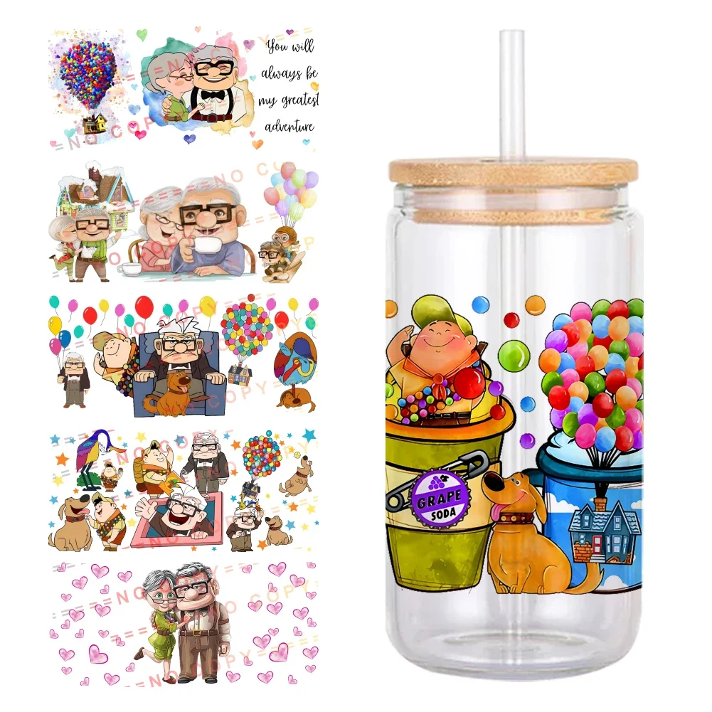 W 11x24cm Mini Disney Cartoon Movie UP Pattern UV DTF Transfer Sticker For 16oz Glass Cup Wrap Stickers