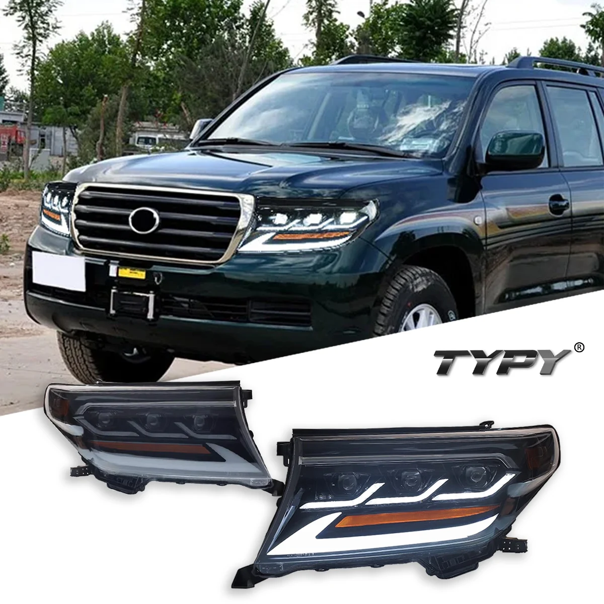 

TYPY автомобильная фара для Toyota Land Cruiser 2008-2015, обновленная, модифицированная для нового DRL, динамический указатель поворота, светодиодный задний фонарь, автоаксессуар