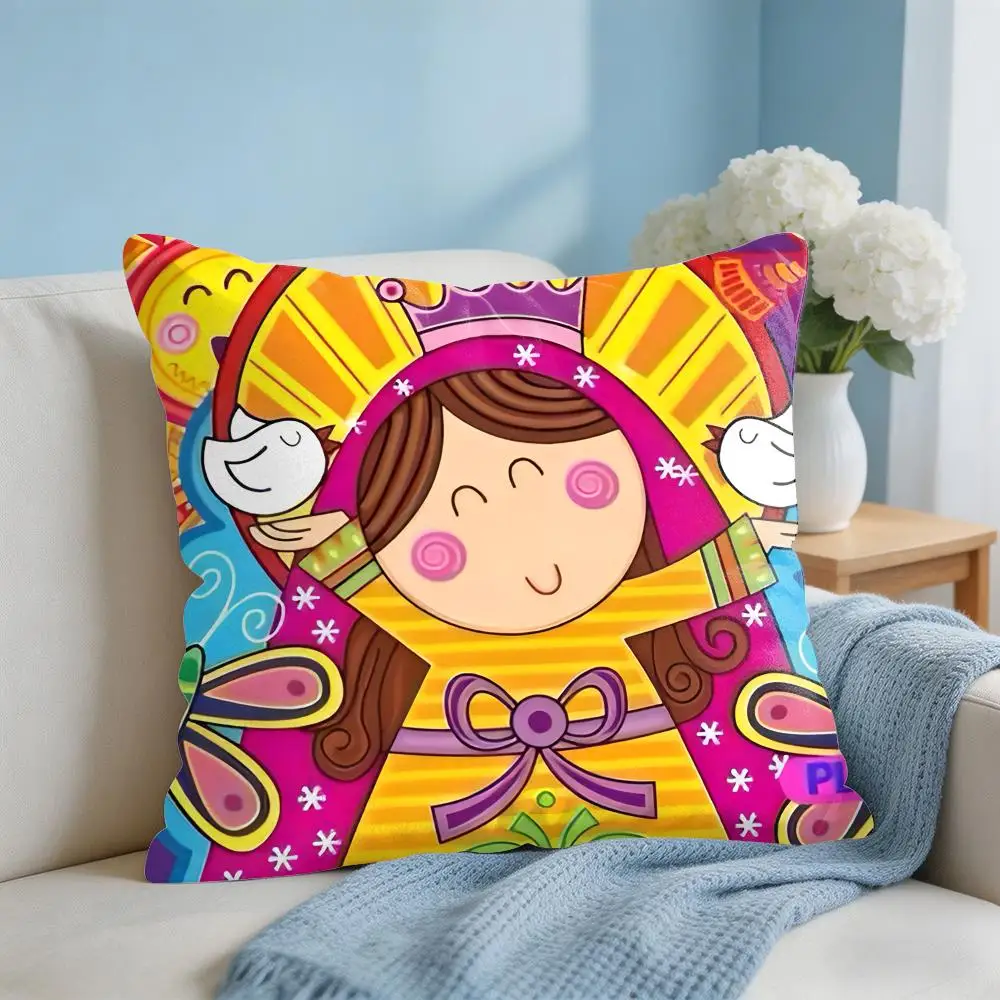 Virgin Mary Art CUTE Cushion Cover Square Pillow Bedroom Sofa Leisure Comfort Living Room Home Decoration 40X40