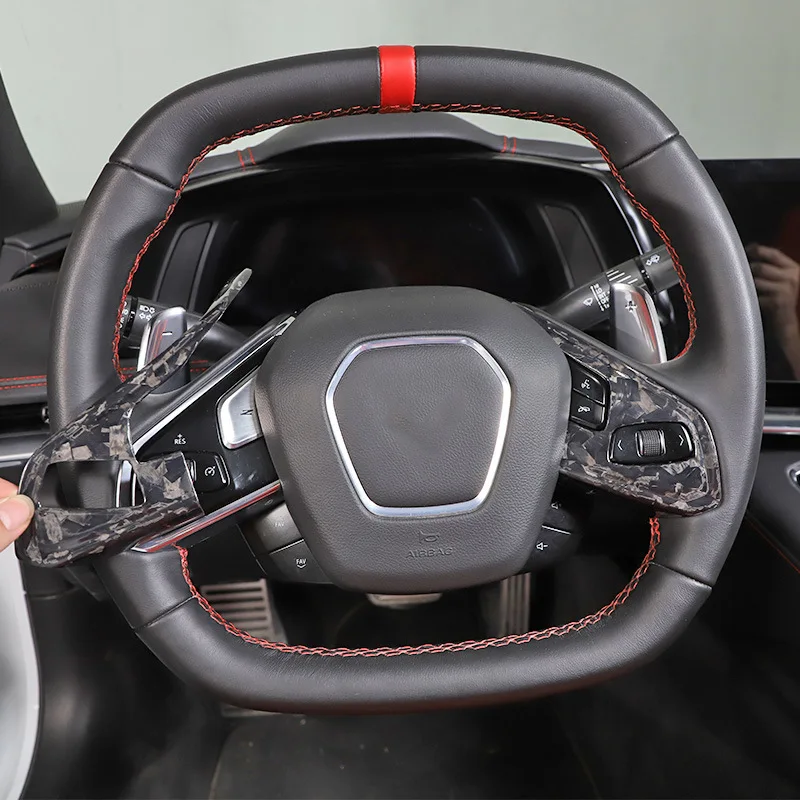 الجملة ألياف الكربون مفتاح التحكم في التوجيه يصلح لكورفيت C8 #4