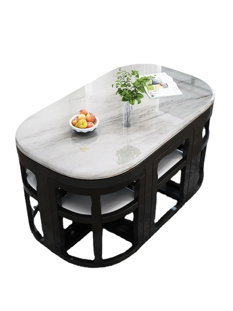 

YY Solid Wood Dining Tables and Chairs Set Simple Modern Marble Desktop Home