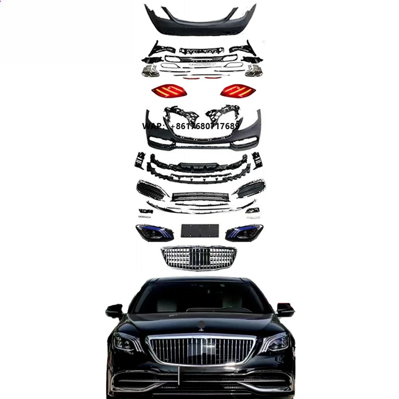 CLY Car Body Kits for S Class W222 14-17 Upgrade W222 18-20 Body Kit Front Rear Bumper Fenders Hood Grill