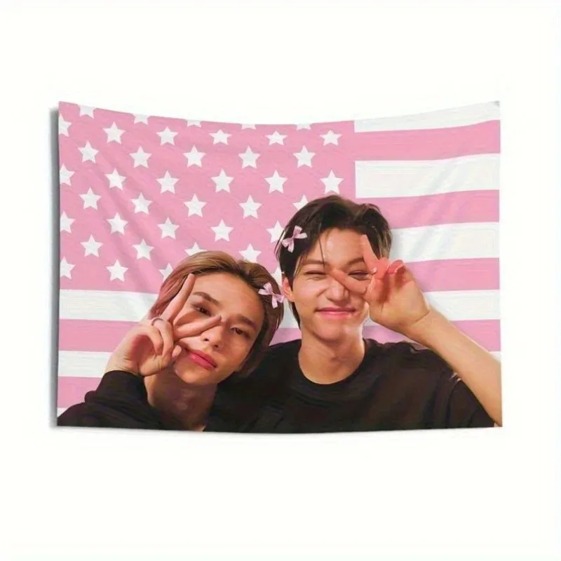 SKZ Live American Flag Tapisserie Wandbehang Ästhetischer Hintergrund Stoff Zimmer Schlafzimmer Party Home Decor