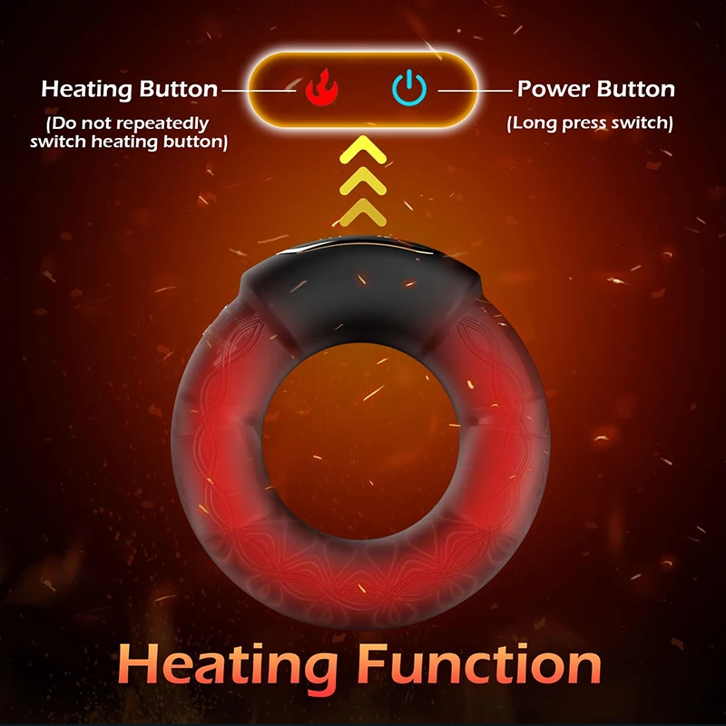 Heating Cock Penis Vibrating Ring for Man Cockrings Male Delay Ejaculation Massager Long Lasting Erection Sex Toy Vibrator