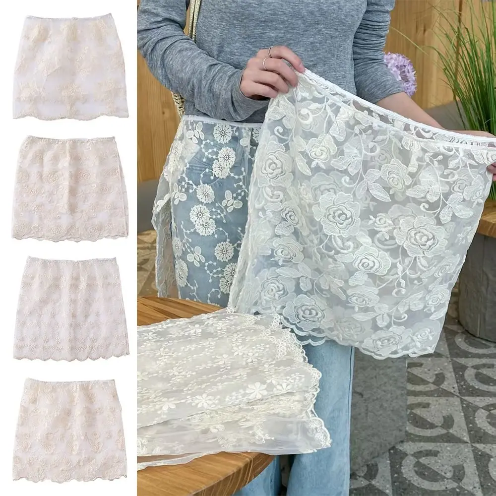 

Sweet Half-length Lace Skirt Harajuku White Color Ruffled Pleated Skirt Y2K Streetwear Multilayer Butt Curtain Jeans Decoration