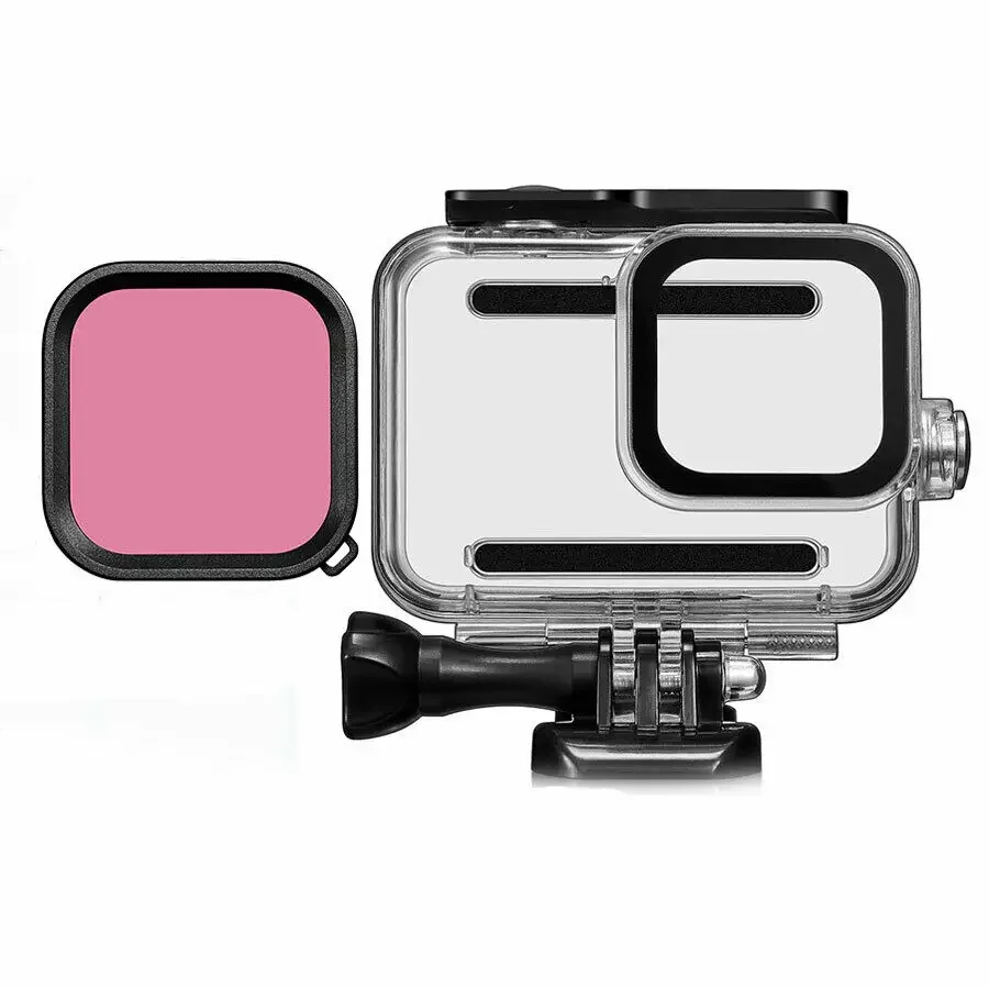 3 color Filter Underwater Purple Pink Red Color Filters For GoPro Hero 8 Black Action Camera Waterproof Case lens Filter Top