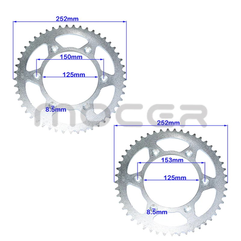 Motorcycle 520 Chains 43T/45T/47T/49T Sprockets Rear Back Sprocket Cog fit for Karting ATV Off-road motorcycle parts