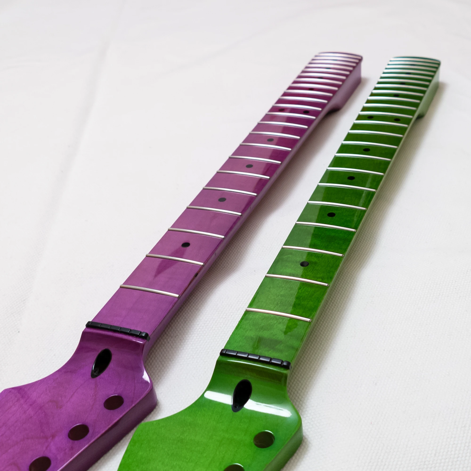 

25.5'' Green Purple Guitar Neck Gloss Finish 22 Medium Jumbo Stainless Steel Frets 9.5'' Radius, Bone Nut Replacement