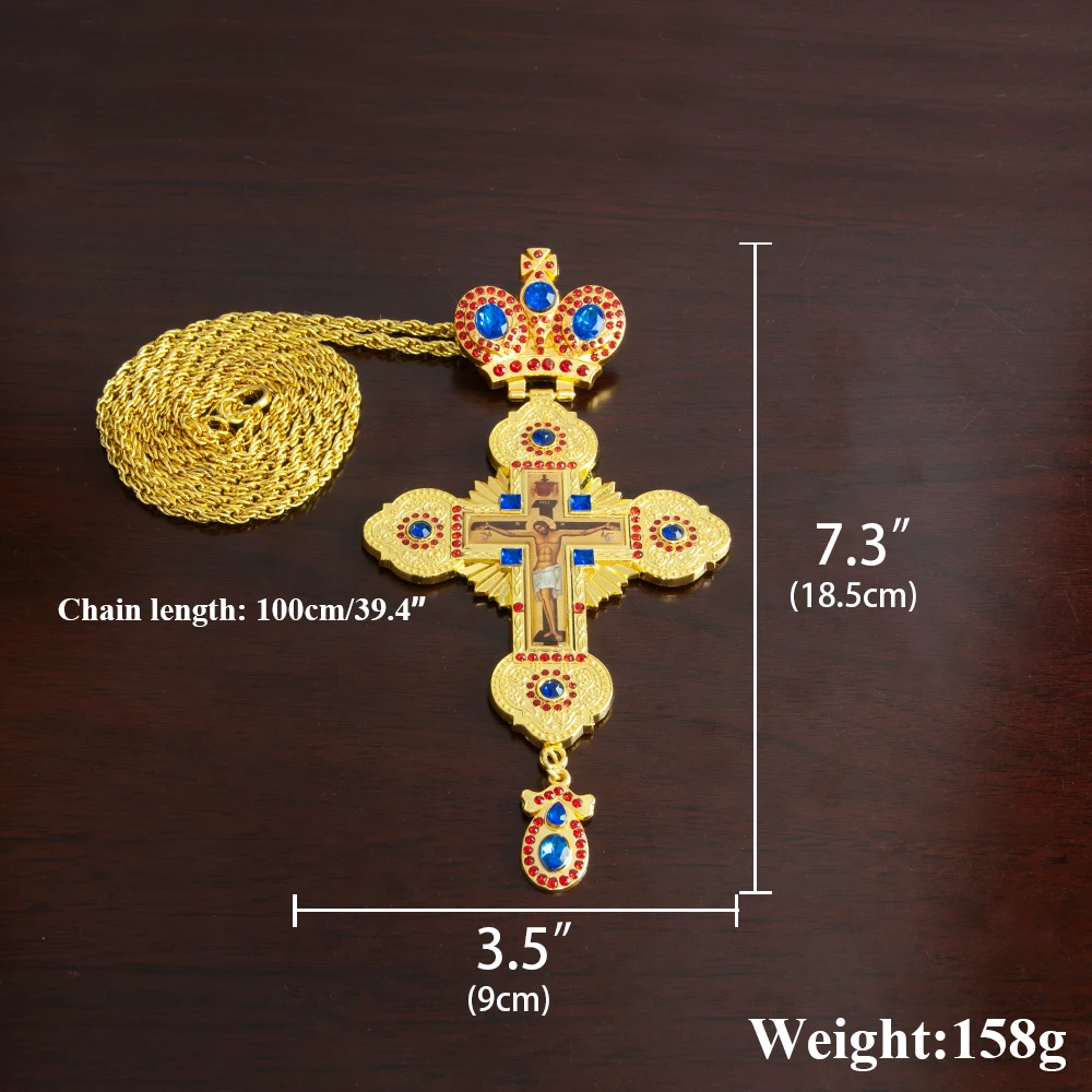 

New Orthodox Traditional Jesus Metal Cross Pendant Church Ceremony Priest Chest Cross