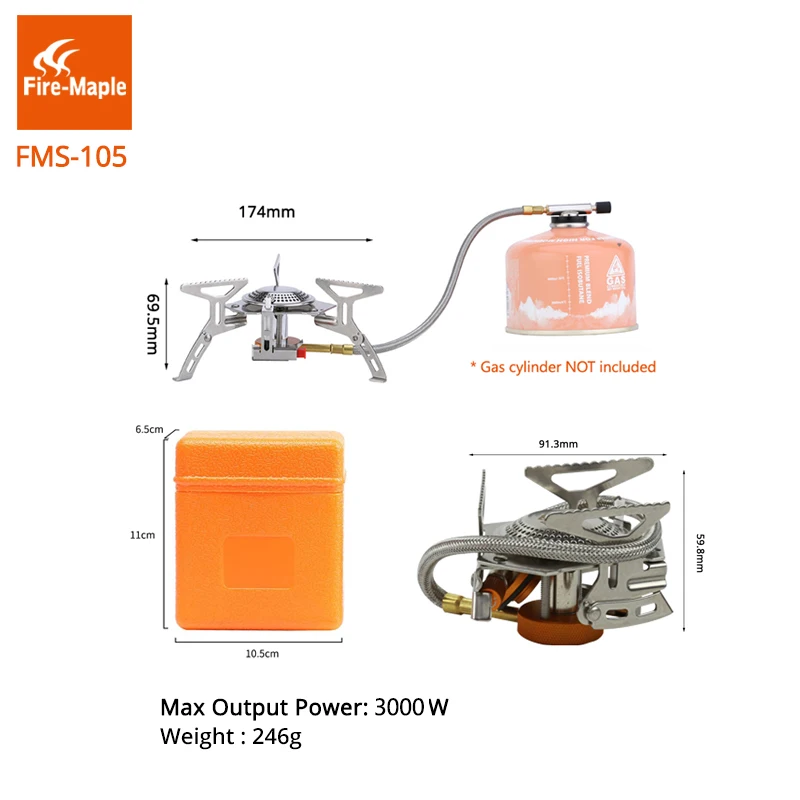 Quemadores de Gas de arce para exteriores, estufa de Gas portátil compacta, cocina ligera dividida, FMS-105, equipo de Camping, 3000W