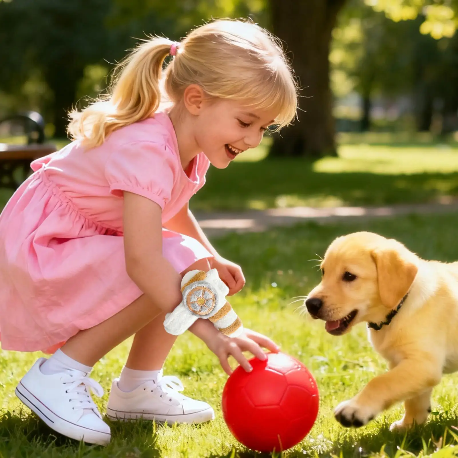 Bracelet à claquettes pour enfants, Simulation de canon en peluche, jouet créatif, poupée en peluche pour chambre à coucher, salon, dortoir de fête