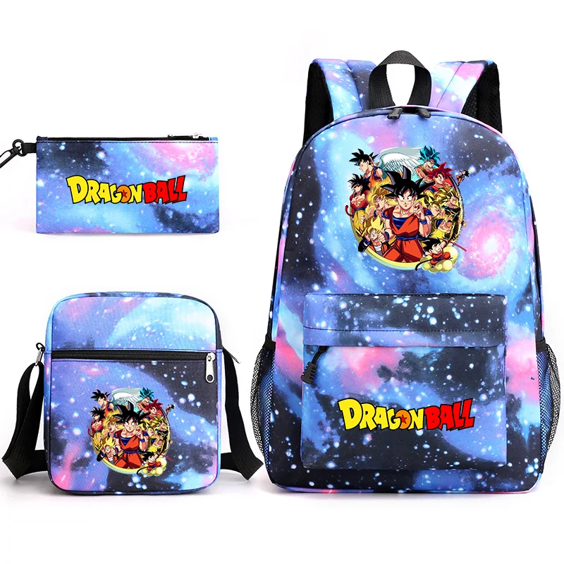 Mochila de 3 piezas con patrón de Anime para adolescentes, bolso de hombro informal, bolso de lápiz, mochila escolar