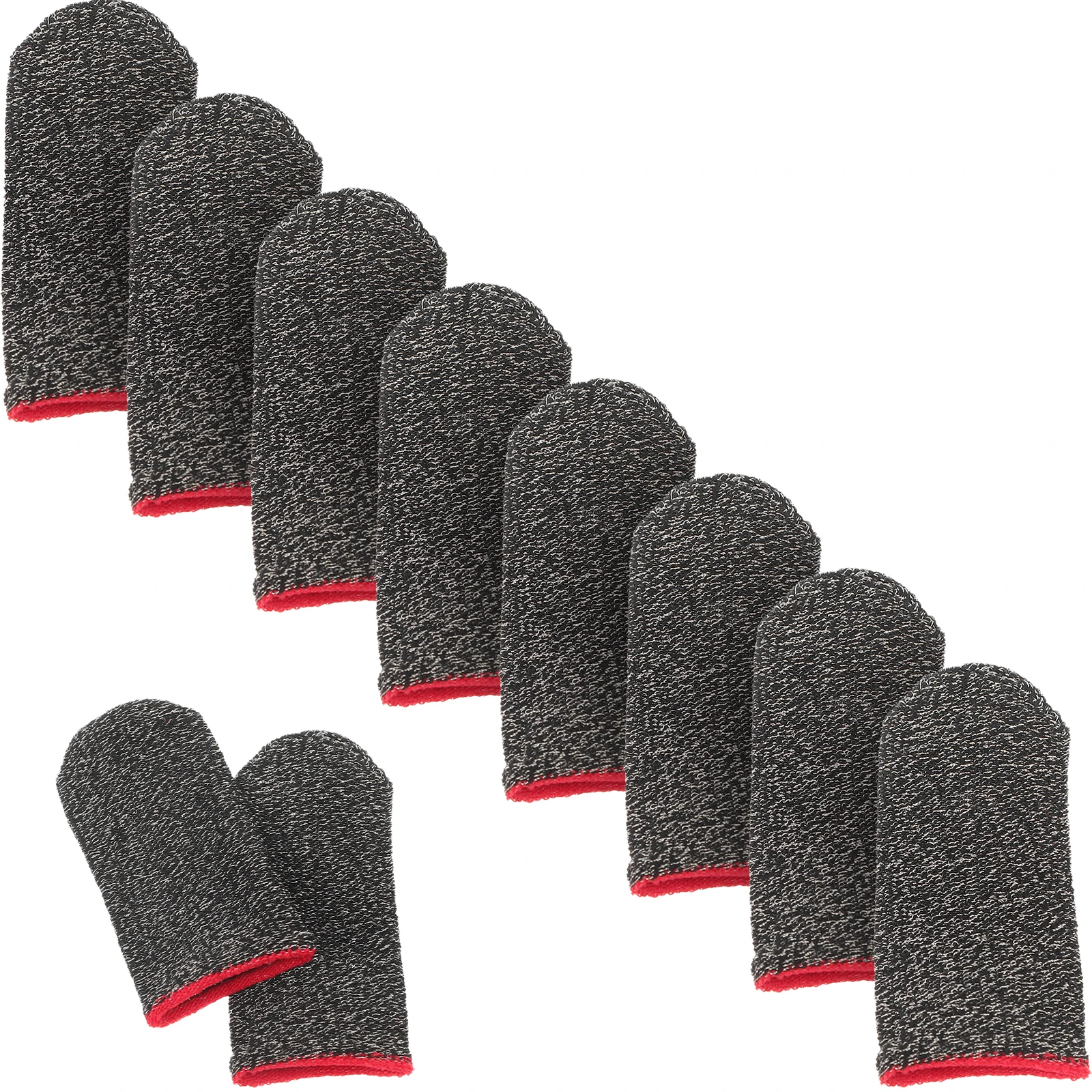 10pcs Gaming Finger Sleeves Ultra Thin Breathable Silver Fiber Thumb Covers Anti Sweat Protective Gloves Mobile Games Labor