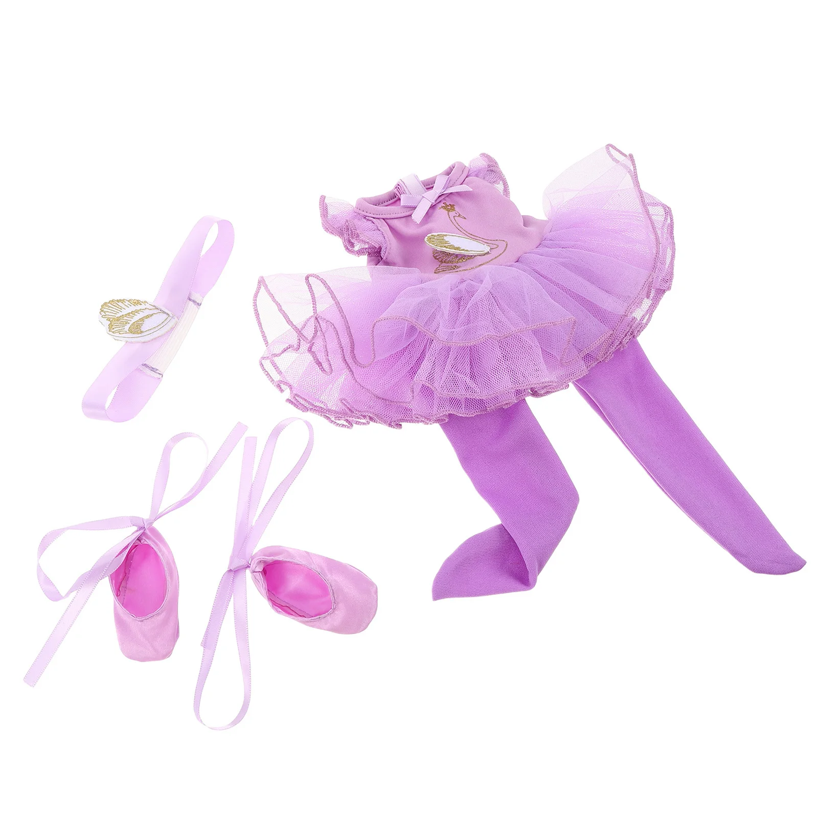 

1 комплект балетного костюма: 14-дюймовый костюм балерины, включая туту, туфли, повязку на голову, аксессуары для танцевальной одежды