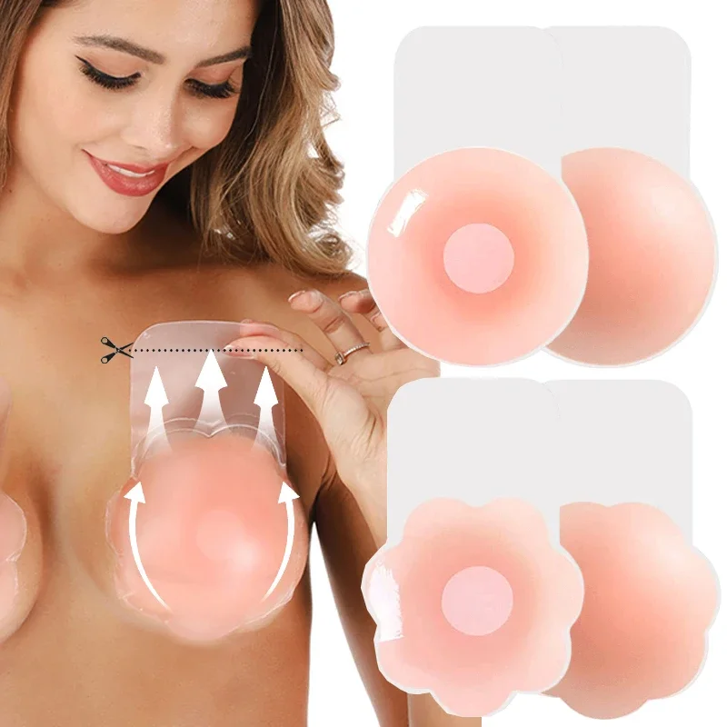 

Silicone Lifting Nipple Cover Reusable Women Invisible Lift Up Bra Stickers Bra Breast Petals Pasty Pad Strapless Sticky Bras