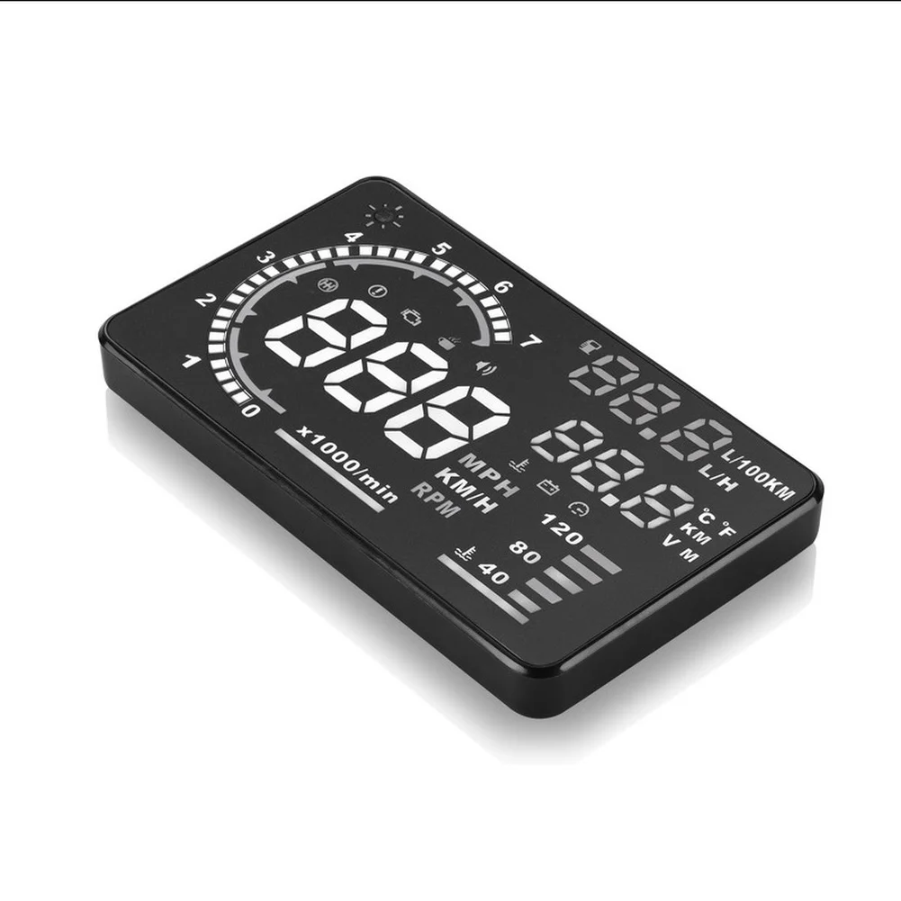 HUD Display for Car OBD2 Speed RPM Water Temperature Voltage Fuel Consumption Real Info High Resolution Projector Compact