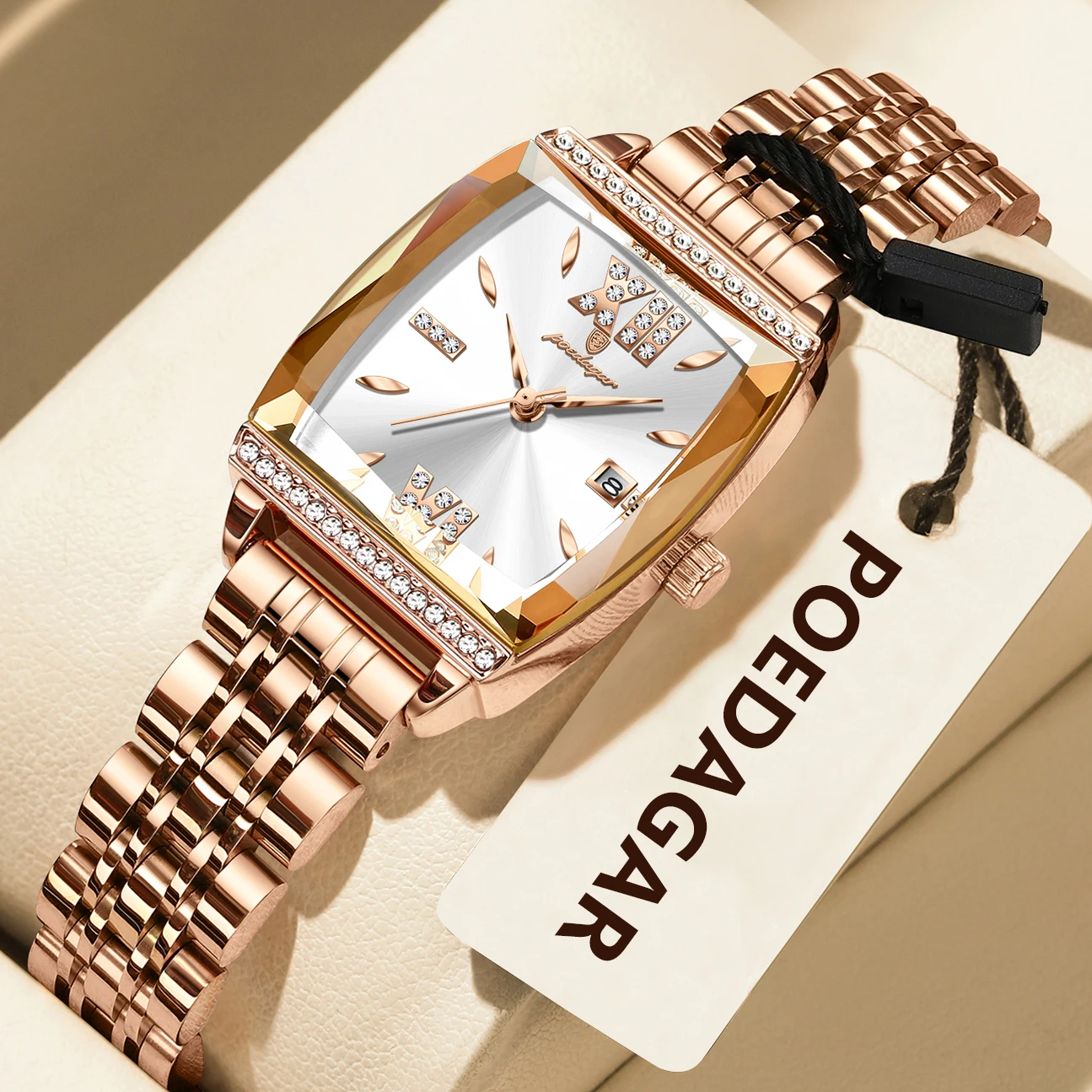 POEDAGAR ساعة يد نسائية فاخرة عالية الجودة مقاومة للماء كوارتز للسيدات ساعة ستانلس ستيل موضة ساعات نسائية Reloj