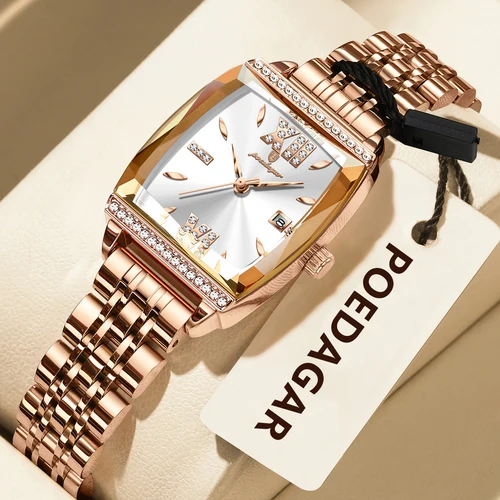 Imagen 1 del producto Reloj de pulsera POEDAGAR de lujo para mujer, Reloj de cuarzo con fecha resistente al agua de alta calidad para mujer, relojes de moda de acero inoxidable para mujer