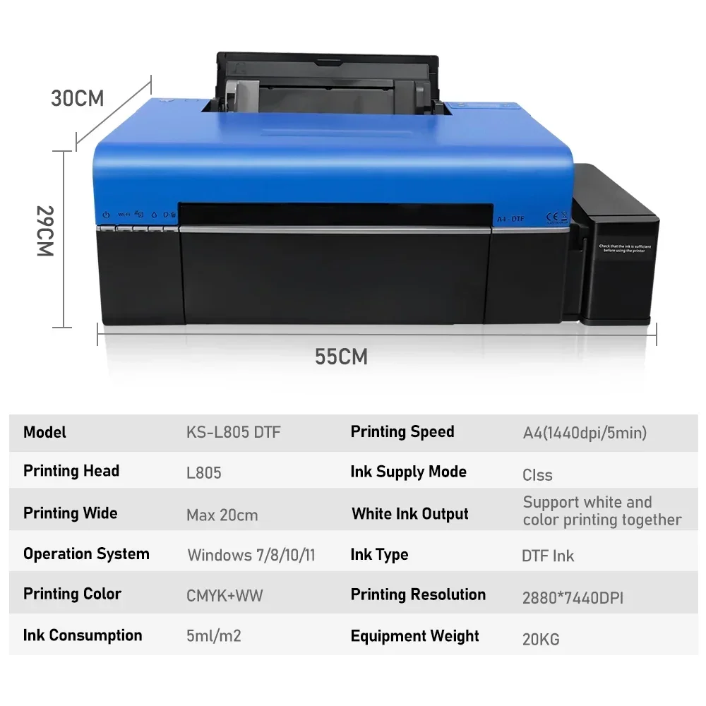 A4 DTF Transfer Printer L805 A4 DTF Printer T-Shirt Printer for Fabrics Hoodies Handicrafts T-Shirt Pillow Printing machine A4