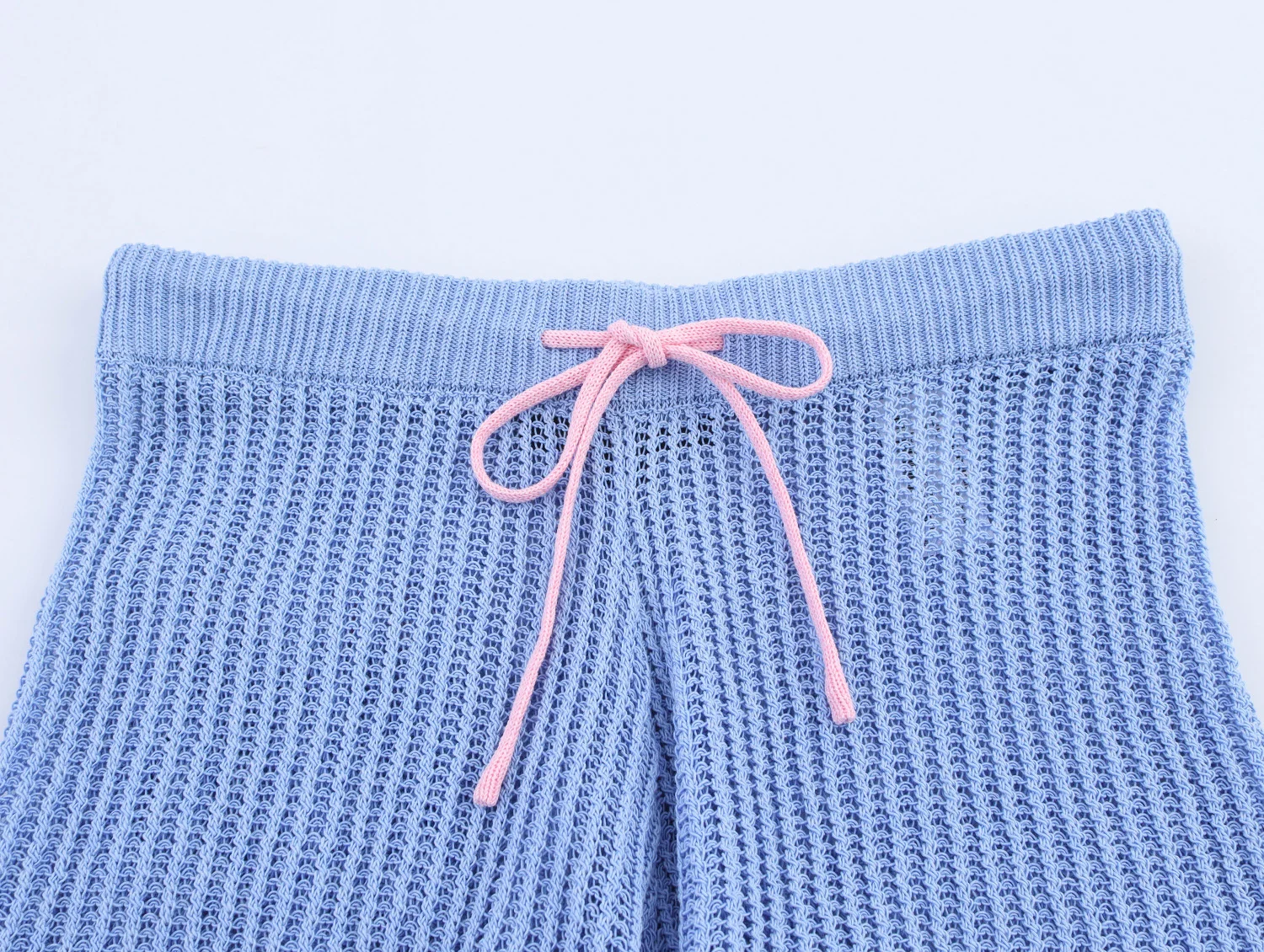 Dave&Di 2025 Sommer Nordic Minimalist Rosa Blau Kontrastierende Gestrickte Shorts Sommer Harem Bermuda Shorts Frauen