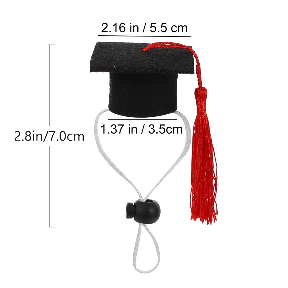 

4pcs Pet Bachelor's Hat Set Adjustable Mini Graduation Caps Red Tassel Bow Tie for Dogs Small Pets Decorations
