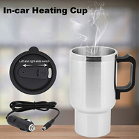 12V 450ml Electric Heating Car Kettle Water Coffee Milk Thermal Mug Camping Travel Kettle Stainless Steel Vehicle Heating Cup