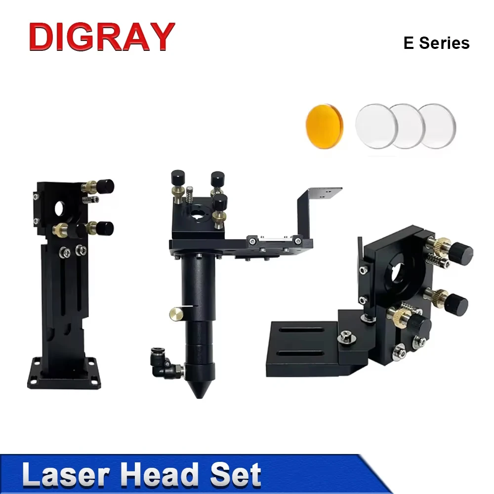 DIGRAY E Series CO2 Laser Head Set 1 Pcs Focusing Lens 3 Pcs Si / Mo Mirrors for Engraver Cutting Machine Parts