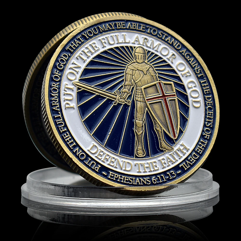 

Put on The Full Armor of God Challenge Coin Christian Defend The Faith Bronze Commemorative Medal Collectibles Craft Gifts