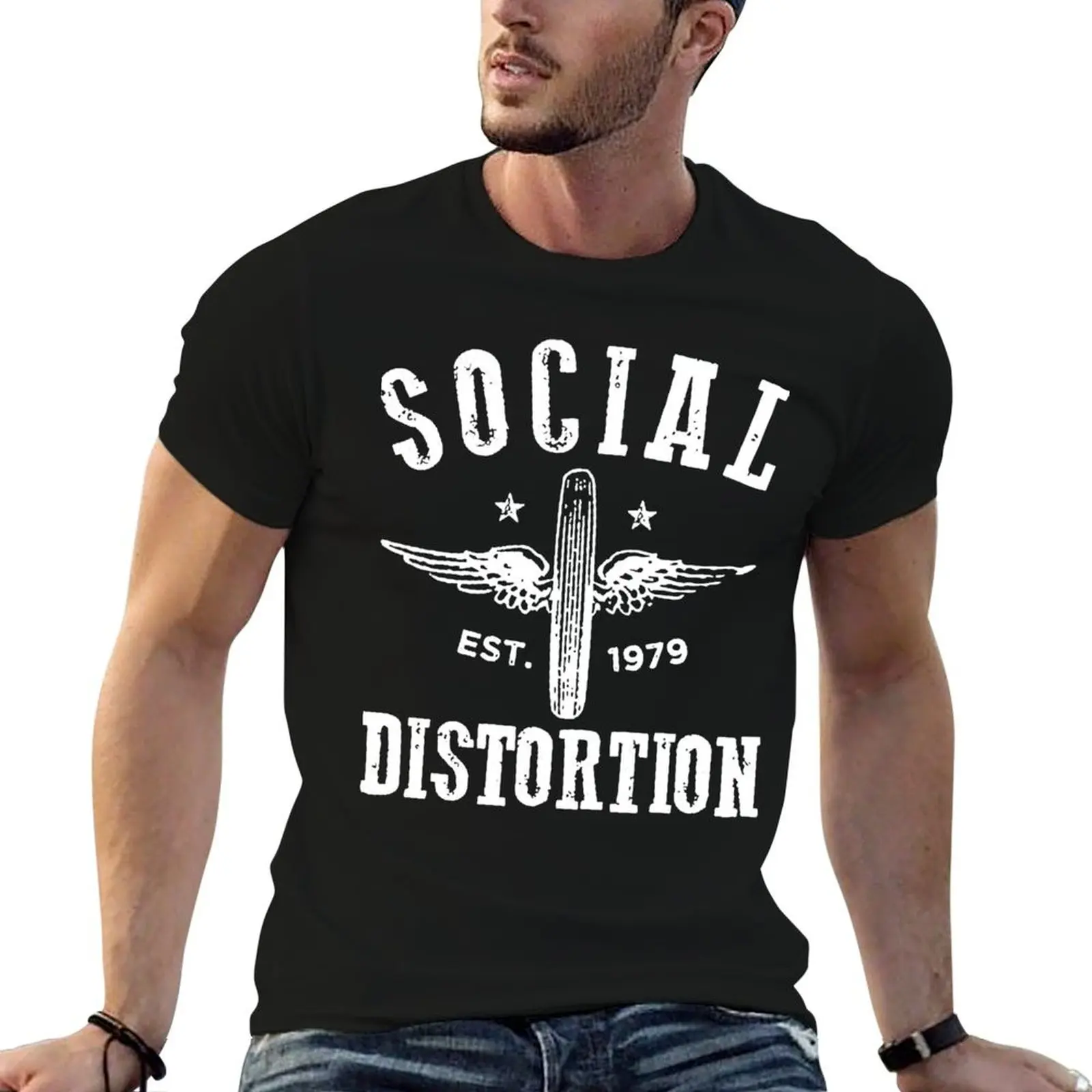Camiseta masculina de algodão de alta qualidade Swing Est 1979 Social Band Distortion Long Beach, presente para fãs e amantes.
