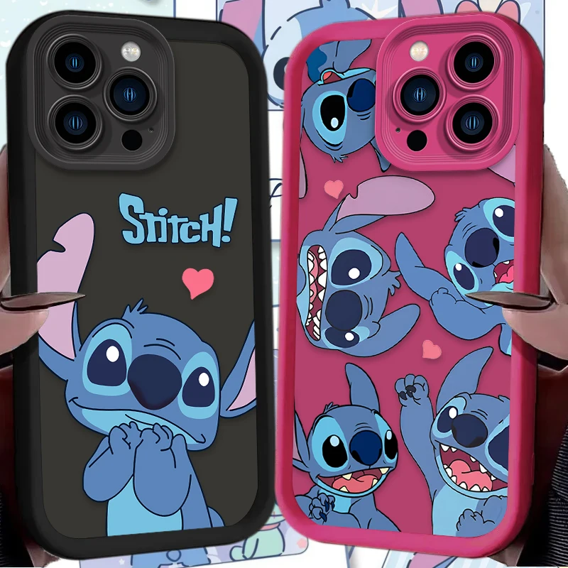 Funda de Silicona Super Adorable de Disney Stitch para iPhone 17 Air 16 16E 15 14 13 12 11 Pro Max X XS X S Max XR SE 2020 SE4 7 8