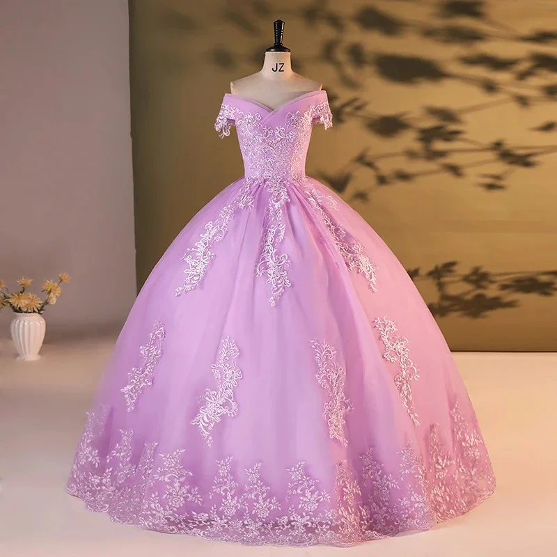 

off The Shoulder 2025 New Simple Quinceanera Dresses For Women Lace Embroidery Evening Dresses Princess Gown Vestido De Novia