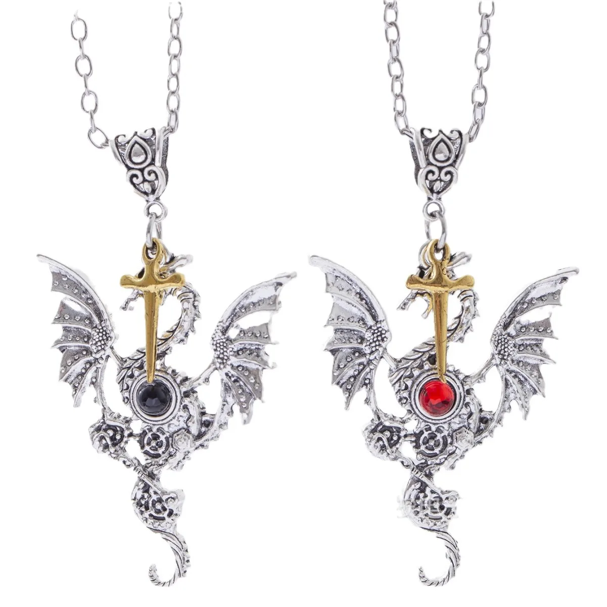 Vintage Punk Jewelry Cross Necklace Gothic Fly Dragon Necklaces&Pendants Choker Collare Man Boys Street Fashion Accessories Gift
