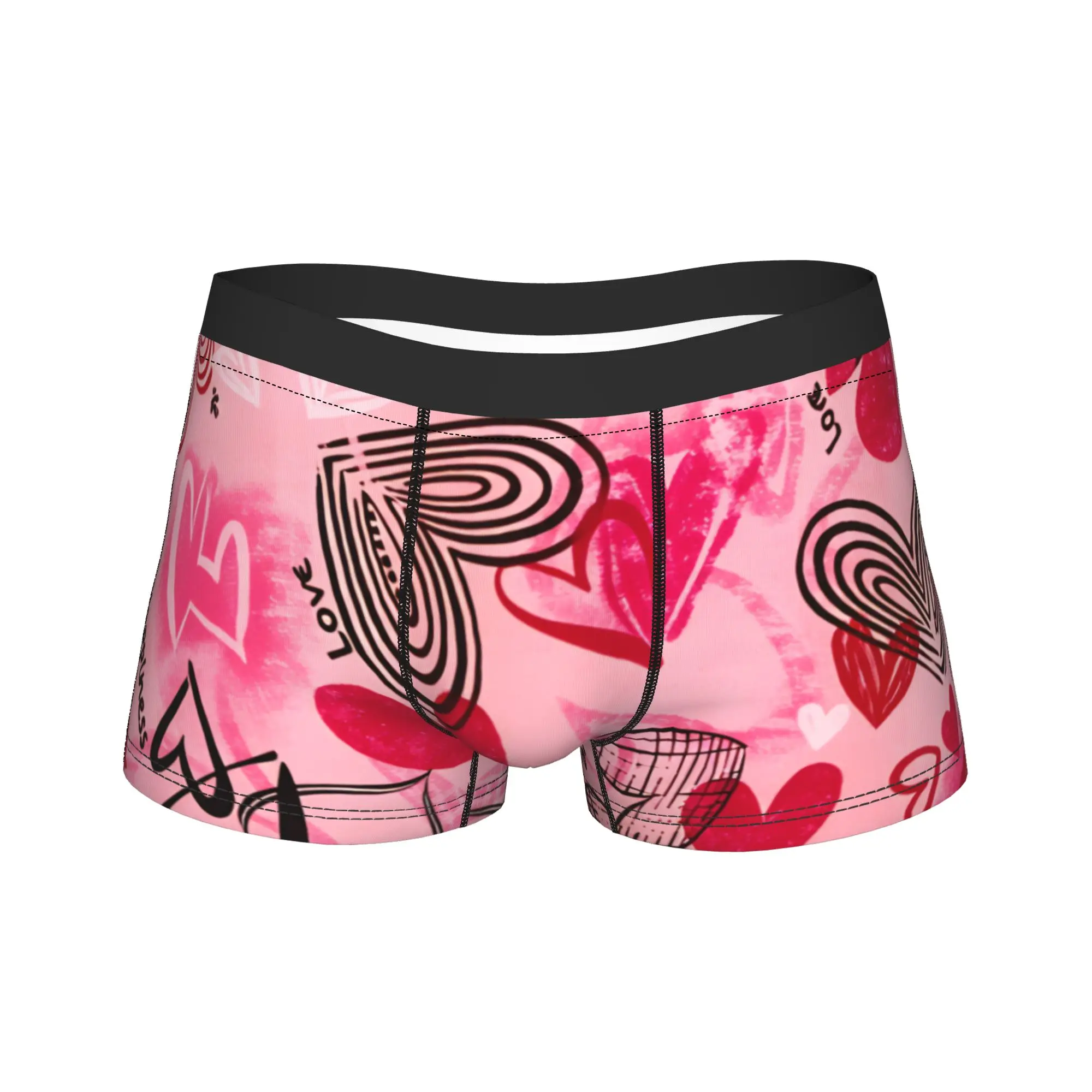 Red Love Hearts Underwear Valentines Day Print Boxer Shorts Hot Sale Men Panties Soft Trend Boxer Brief Birthday Present