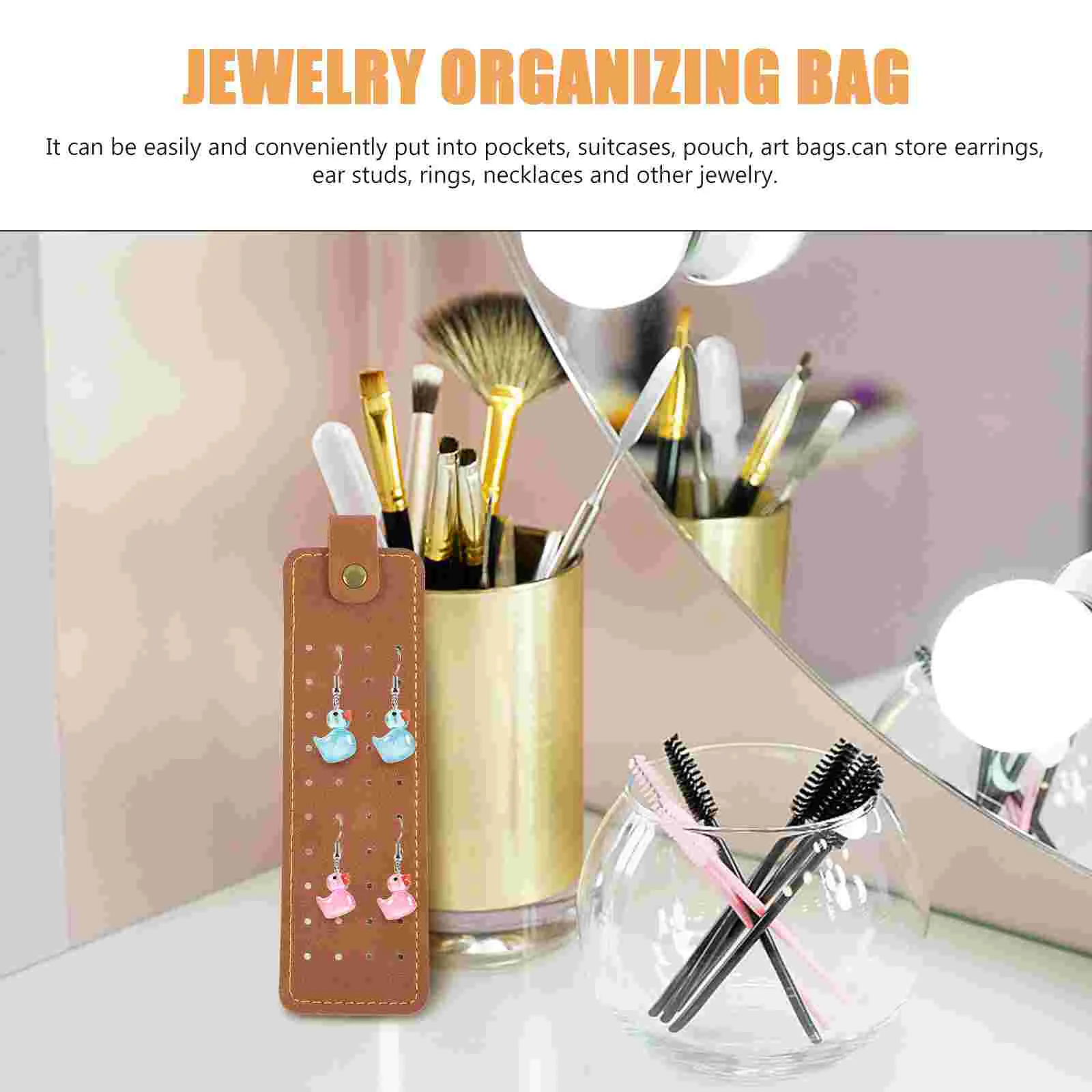 Jewelry Storage Bag Organizer Foldable Multifunction Travel Mens Earrings Small Holder Pu Organizing Necklace