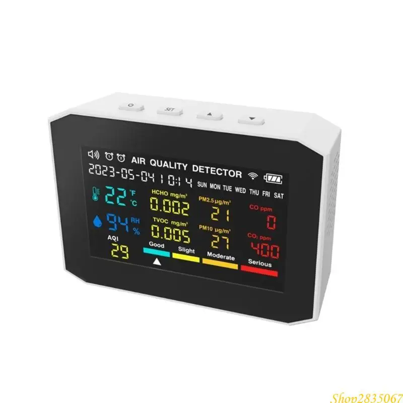 เครื่องติดตามสภาพอากาศในร่มอุณหภูมิความชื้นจอแสดงผลเครื่องทดสอบคุณภาพอากาศแบบสมบูรณ์ 831F