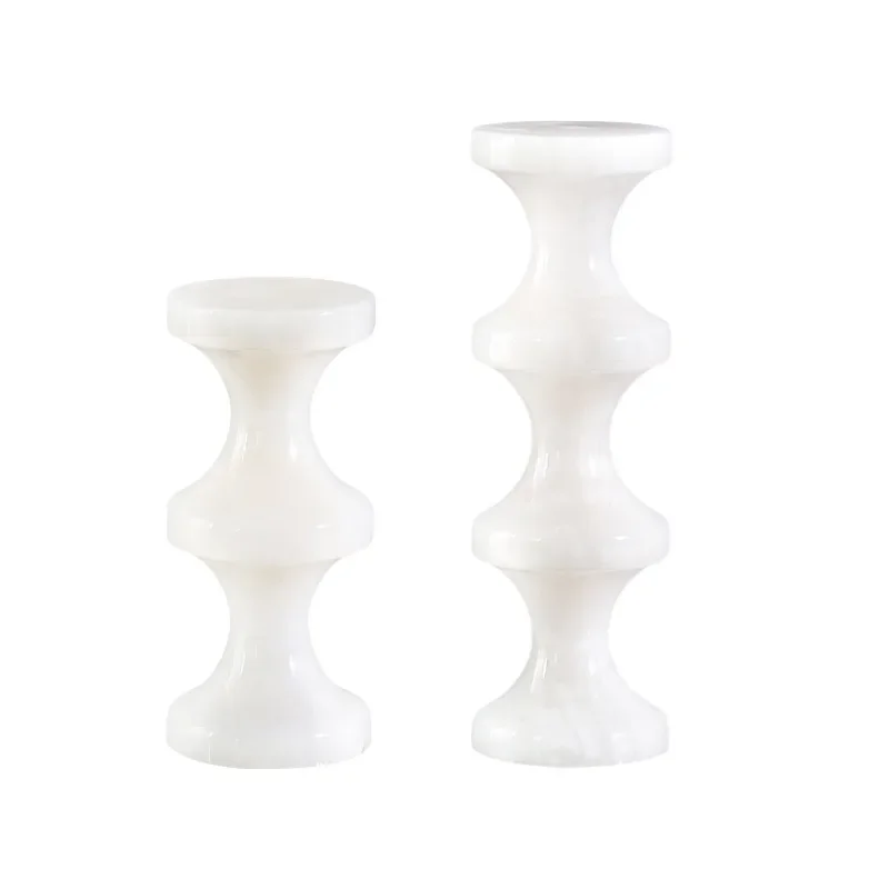 Natural marble medieval ornaments, high-end candlesticks, home atmosphere, entrance restaurant decorations