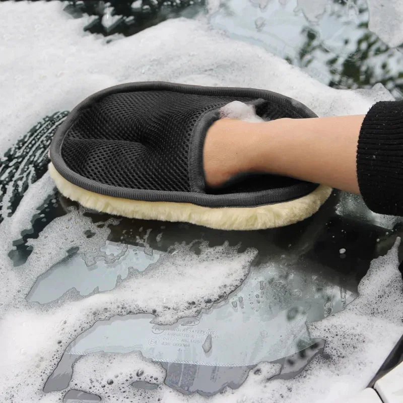 5/10Pcs Microfiber Wool Car Wash Mitt Gloves Scratch Resistant Soft Polishing Sponge Glove Auto Home Cleaning Care Tool view 3