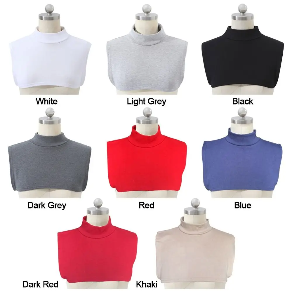 Fashion Cotton False Collar High-neck Detachable Lapel Turtleneck T-shirts Extended Neckwear