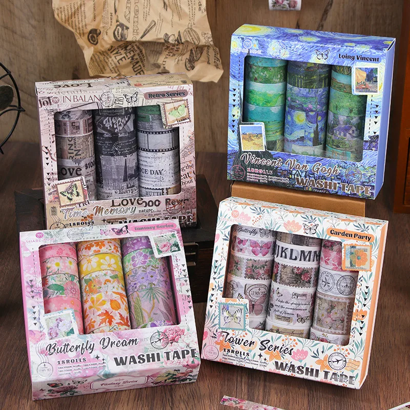

72Rolls Washi Tape Set Vintage Floral Decorative Masking Tape for Scrapbooking DIY Journal Craft Supplies