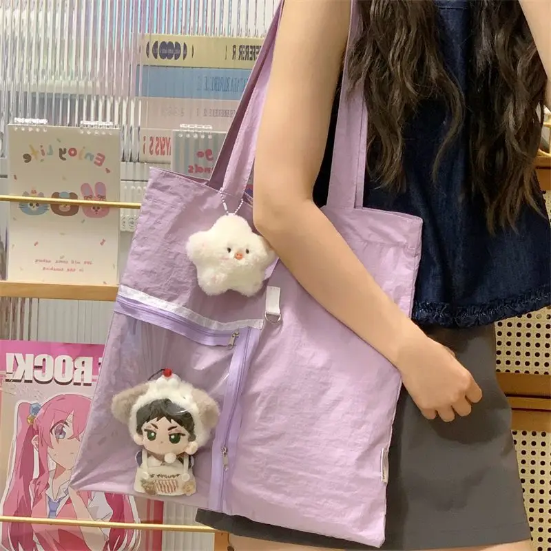 

HAEX Dopamine Women Tote Bags 2025 New Clear Window Harajuku Students Shoulder Bag Casual Daily Outgoing Light Bolso Mujer