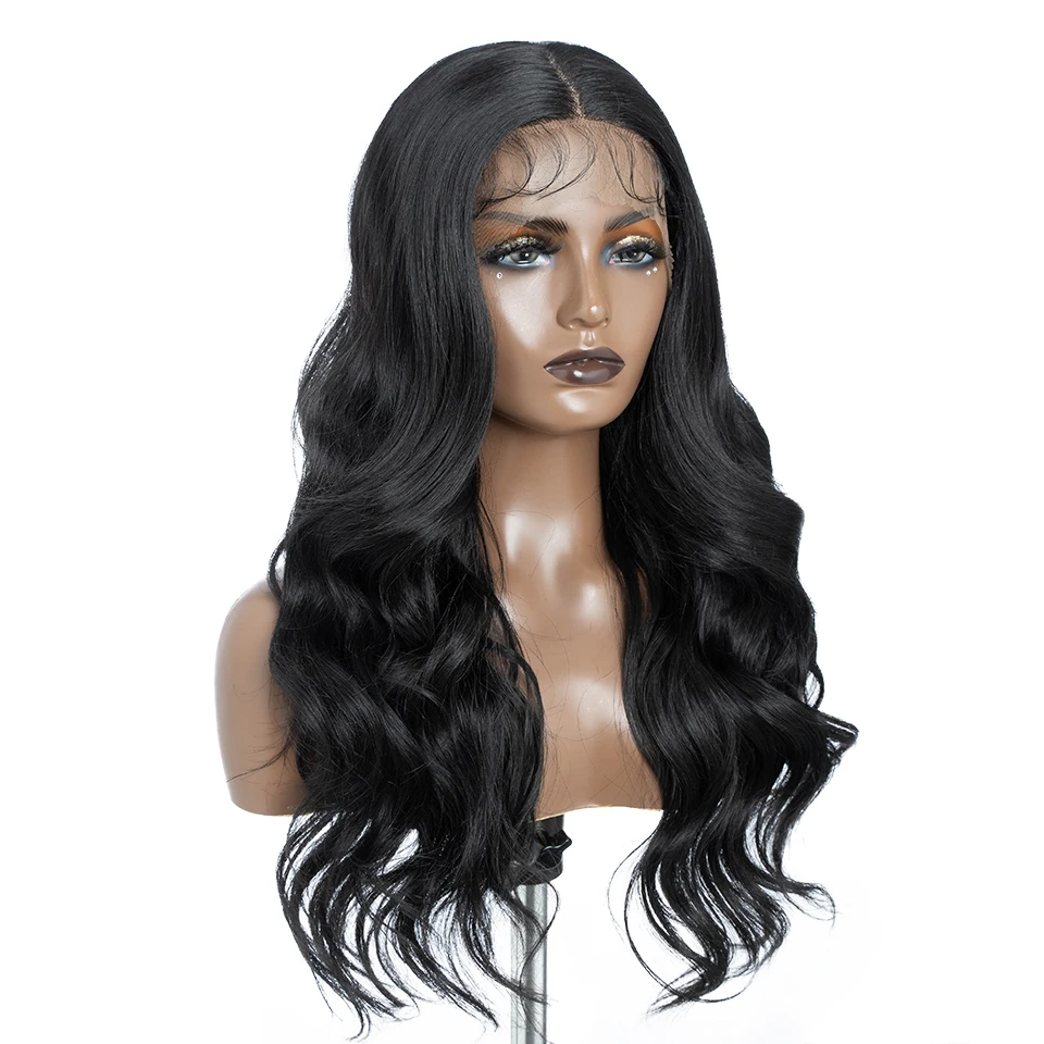 FASHION IDOL 13x7 HD Lace Front Synthetic Wigs For Black Women 26Inch Body Wave Wigs Heat Resistant Fiber Long Wavy Cosplay Wigs