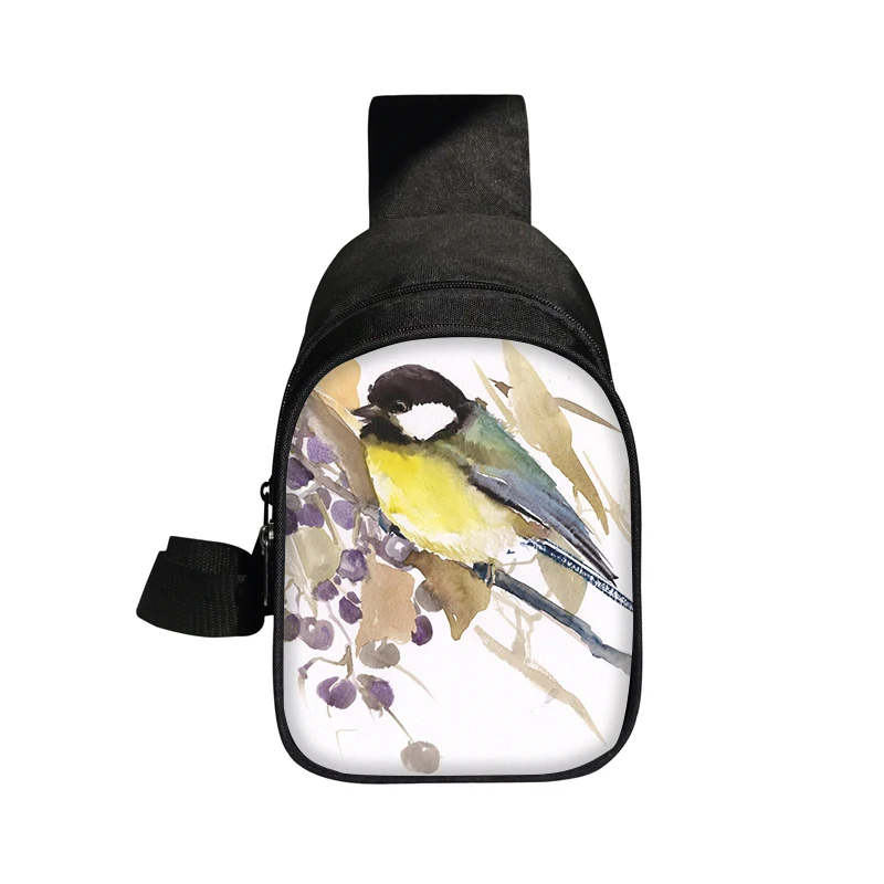 Cute Birds Goldfinch Print Chest Bags Blue Marsh Tit Crossbody Bag for Travel Coal Tit Shoulder Bags Purse Phone Key Holder