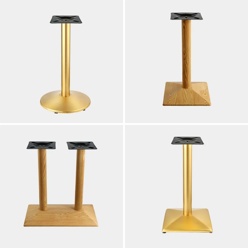 

Double column wood grain wrought iron table leg bracket luxury restaurant countertop table foot dining table furniture hardware