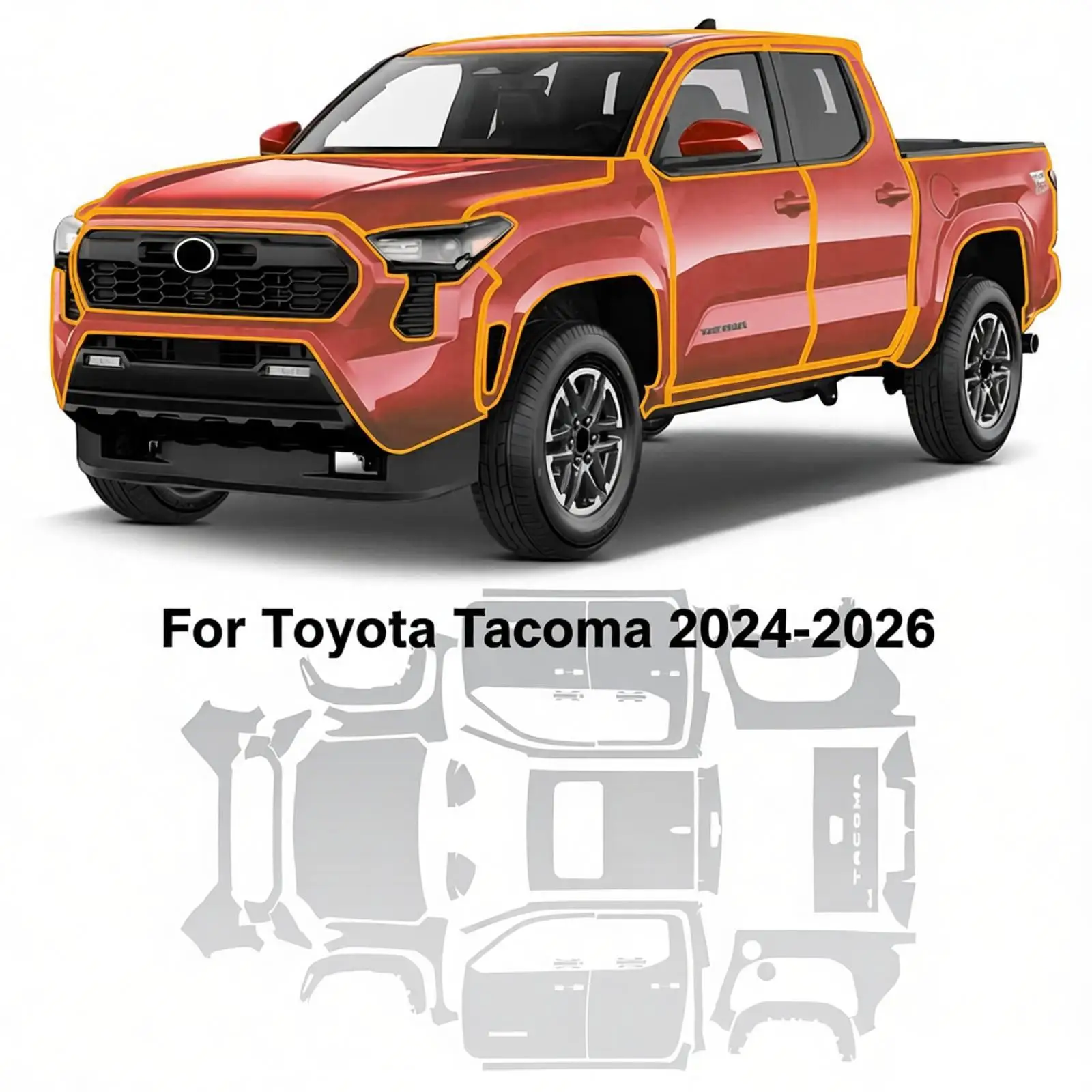 

8.5Mil Pre-cut PPF For Toyota Tacoma 2024-2026 TPU Matte And Clear Paint Protection Film Scratch-Resistant Exterior Accessories