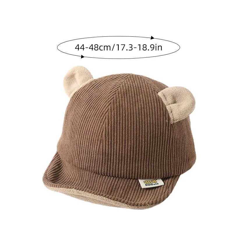 Cute Bear Ear Baby Baseball Cap Autumn Winter Warm Corduroy Caps For Infant Toddler Outdoor Casual Sun Hat