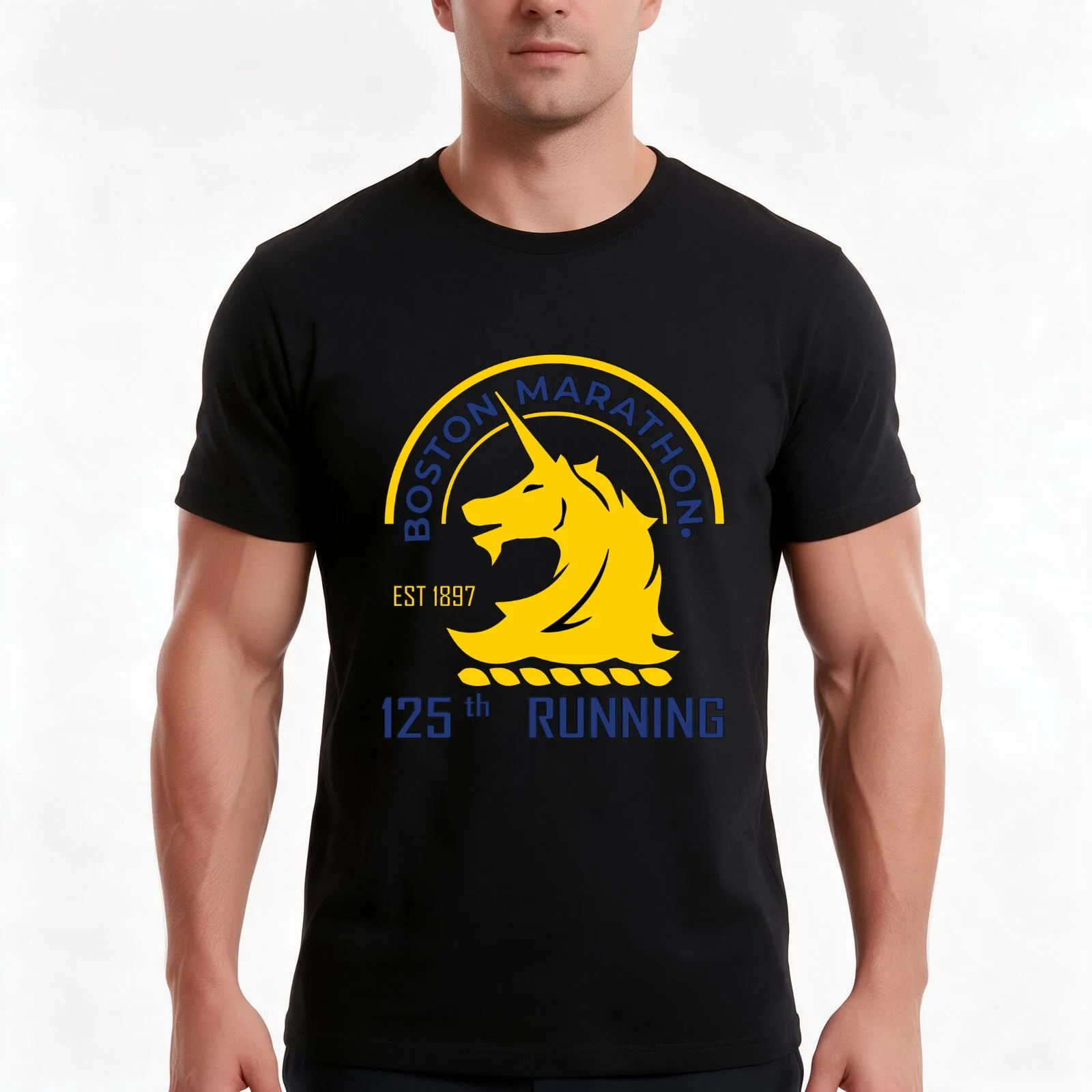 running in Boston marathon T-Shirt, Summer Casual Cotton Tee, Oversized Streetwear Tops, Vintage Graphic Print, Unisex Men Women