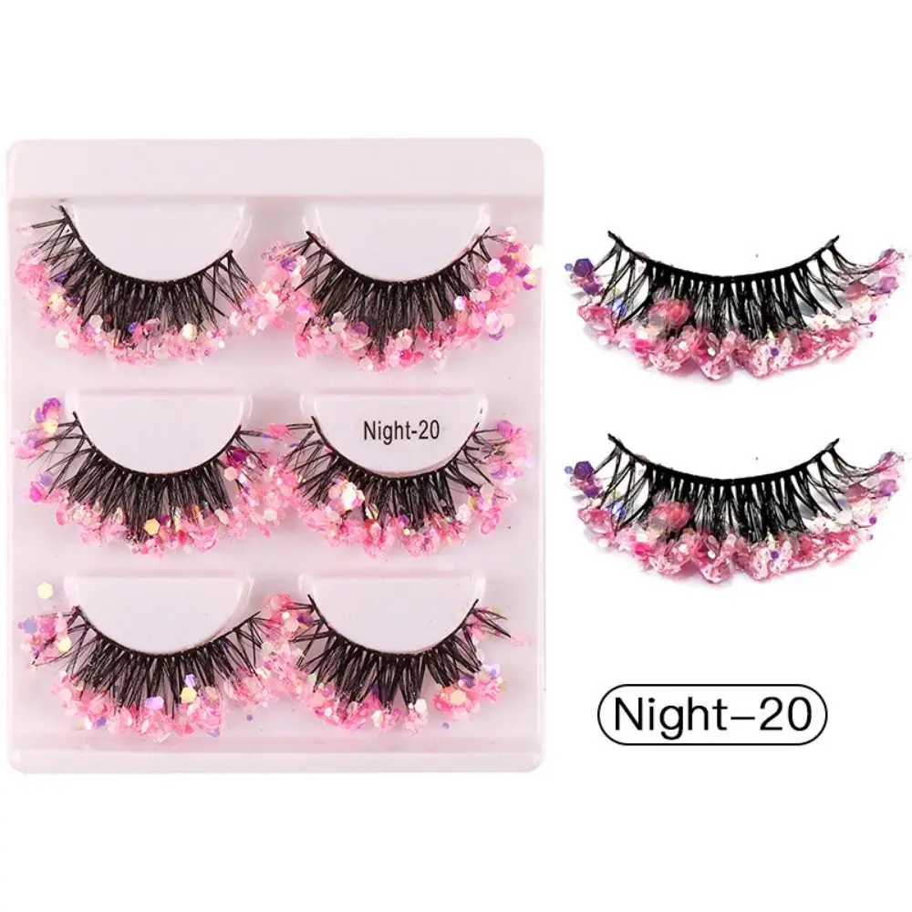 2 กล่องหนาหนาขนตา Glitter ขนตาสีเลื่อมเงา 3D ขนตาปลอม Lashes Extension ยุ้ย