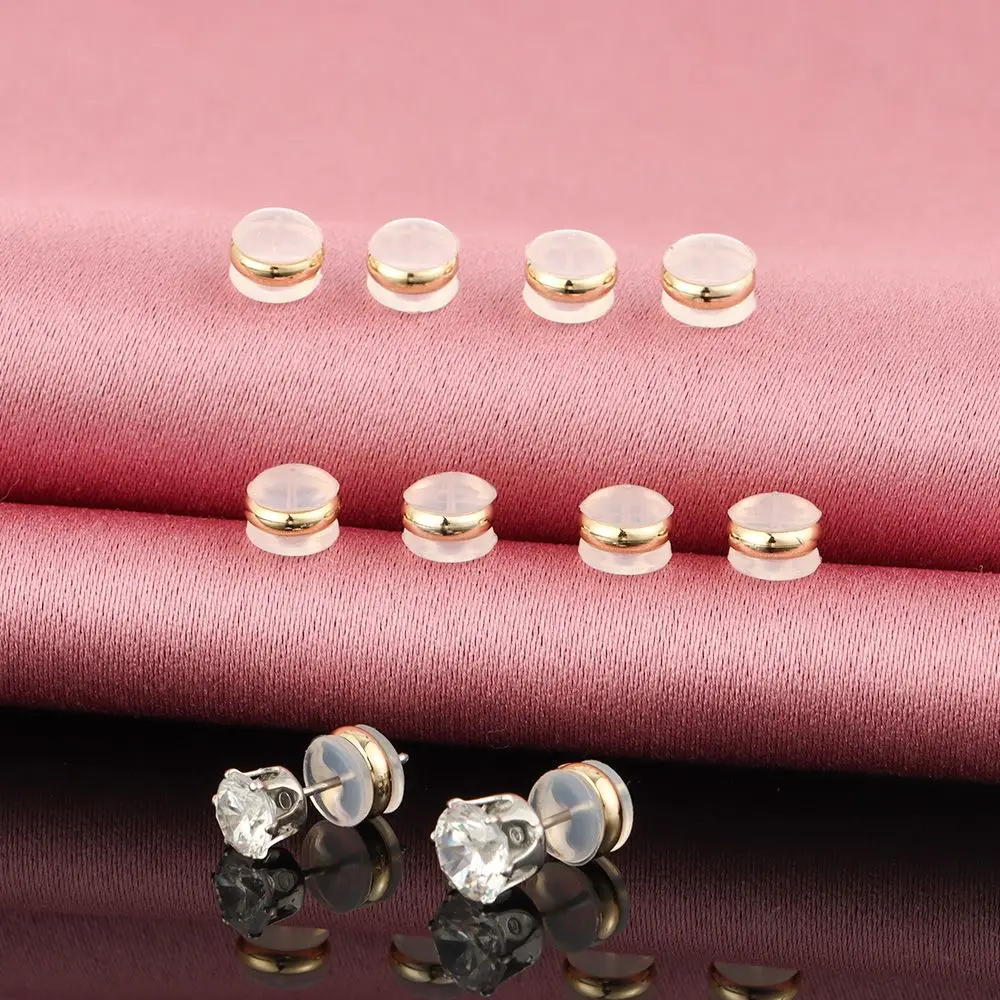 10 قطعة اكسسوارات القرط الدائري المطاط الأذن الخلفي ترصيع سيليكون الأذن المقابس ترصيع