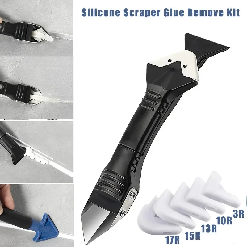 5-in-1 Silicone Scraper Window Cleaning Tool Rubber Squeegee Sealant Smooth Remover Putty Knife Silicone Scraper Household Tools